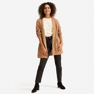 Everlane The Oversized Alpaca Pocket Cardigan Sweater Warm Brown XXS